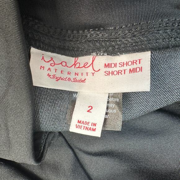 Isabel Maternity Midi Jean Short Womens 2 Black Crossover Panel Pull On Raw Hem - Picture 9 of 16